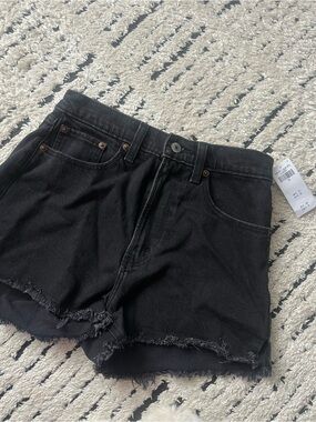 Abercrombie Black Frayed Hem Denim Shorts